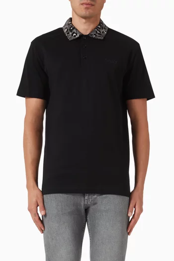Crystal-embellished Leopard Polo Shirt in Cotton