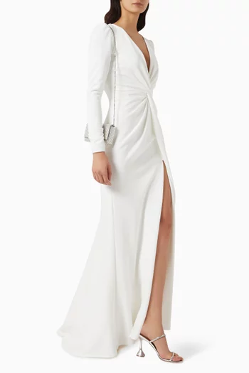 Ruffled Maxi Dress in Metallic-jersey