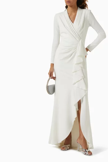 Ruffled-trim Gown in Stretch-crepe