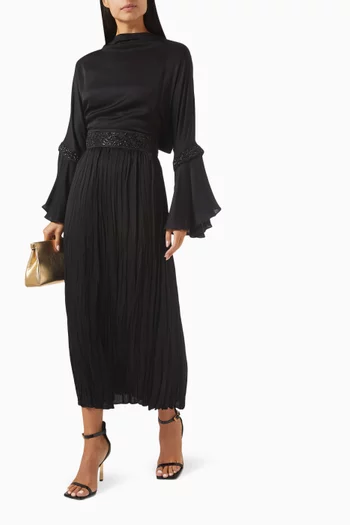 Crinkled Midi Skirt in Viscose-blend