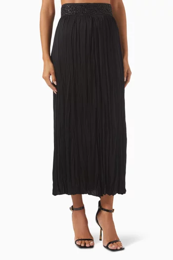 Crinkled Midi Skirt in Viscose-blend