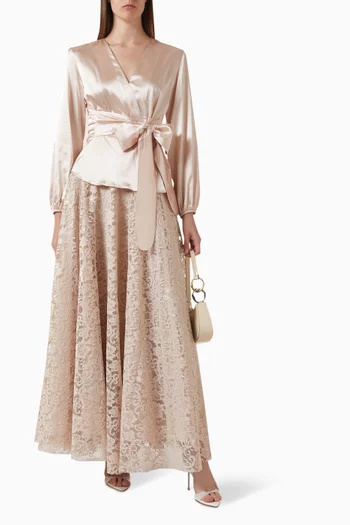 Bow Belt Blouse in Satin