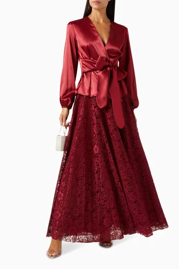 Bow Belt Blouse in Satin