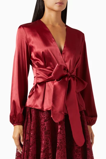 Bow Belt Blouse in Satin