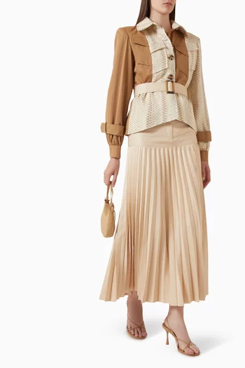 Belted Pleated Maxi Skirt