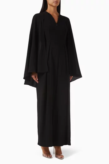 Cape-sleeve Jumpsuit in Crepe