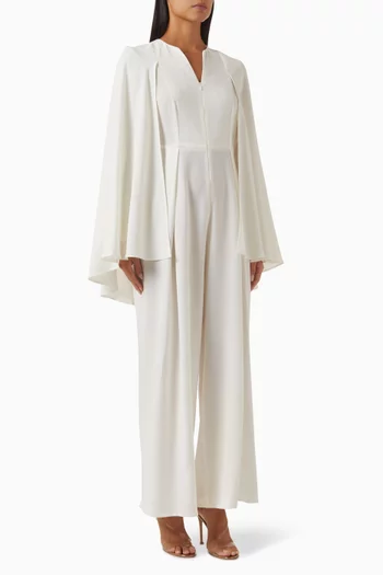 Cape-sleeve Jumpsuit in Crepe