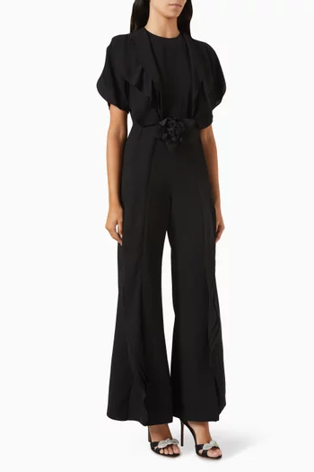 Ruffled-trim Jumpsuit in Crepe