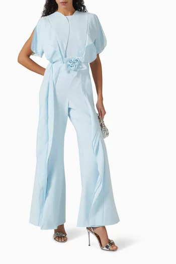Ruffled-trim Jumpsuit in Crepe