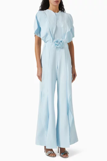 Ruffled-trim Jumpsuit in Crepe