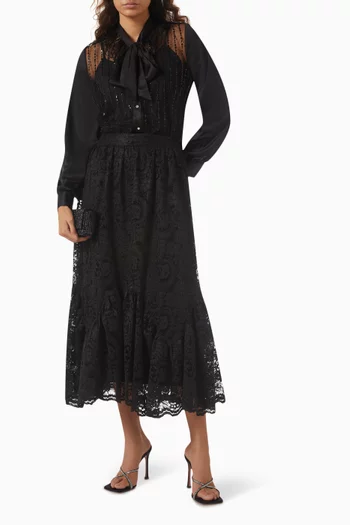 Self-tie Lace Shirt in Satin