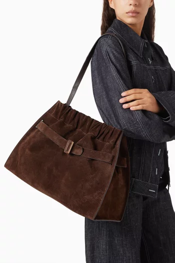 Jumbo Scrunchy Shoulder Bag in Suede