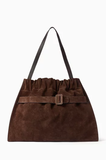 Jumbo Scrunchy Shoulder Bag in Suede