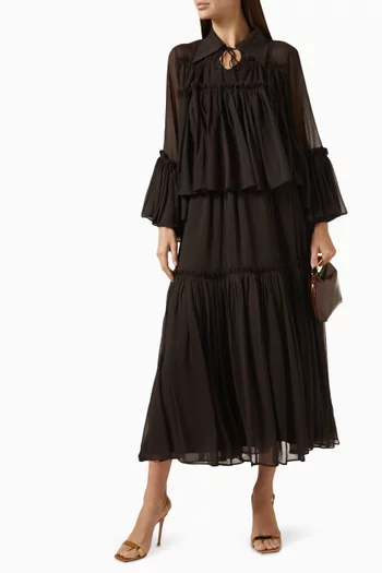 Tiered Midi Skirt in Chiffon