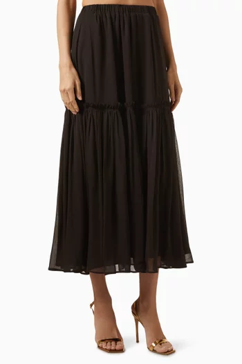 Tiered Midi Skirt in Chiffon