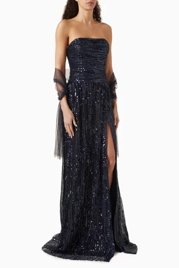 Strapless Sequinned Gown
