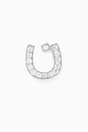 Arabic Initial Letter 'N' Single Stud Earring in 18kt White Gold