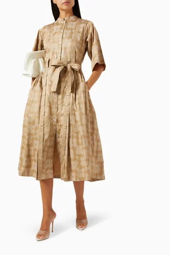 Malta Printed Midi Dress in Cotton-satin