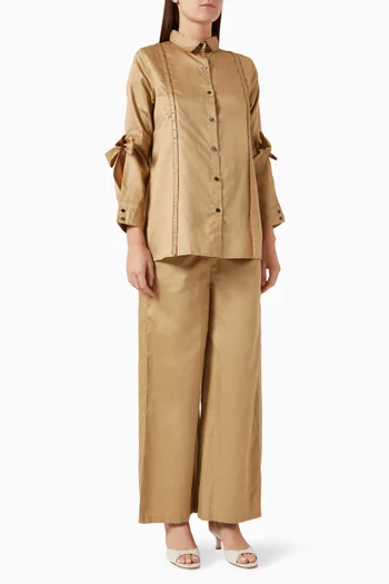 Dana Shirt & Pants Set in Cotton Satin