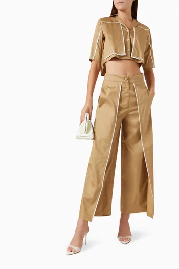 Reza Top & Pants Set in Cotton Satin