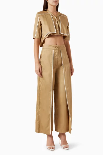 Reza Top & Pants Set in Cotton Satin