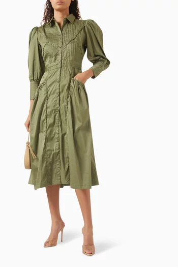 Noah Pin-tucked Midi Dress in Cotton-satin