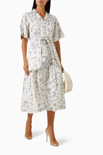 Tahiti Belted Midi Dress in Cotton-satin