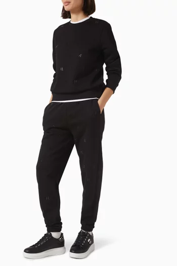 KL Rhinestone-embellished Sweatpants in Jersey