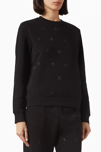 KL Rhinestone-embellished Sweatshirt in Jersey