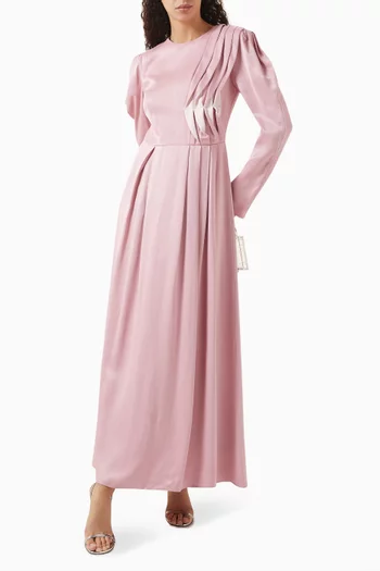 Pleated-panel Maxi Dress in Rayon