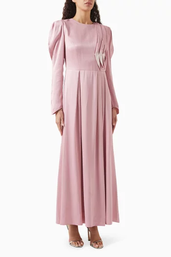 Pleated-panel Maxi Dress in Rayon