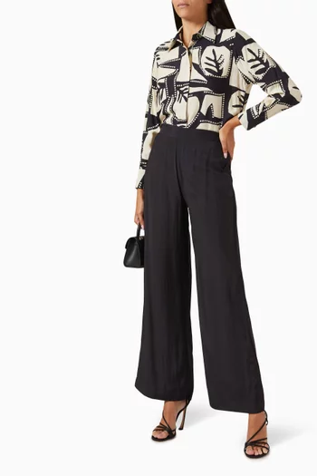 Wide-leg Pants in Cotton-silk Muslin