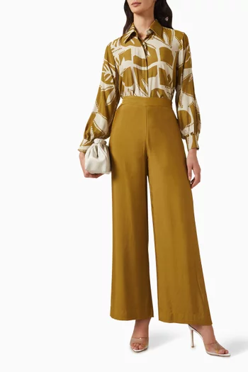 Abstract-print Shirt in Cotton-silk Muslin