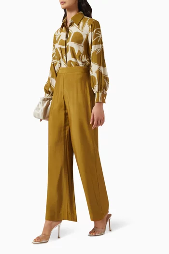 Wide-leg Pants in Cotton-silk Muslin