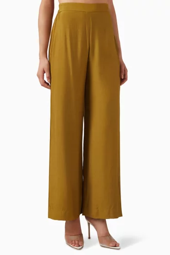 Wide-leg Pants in Cotton-silk Muslin