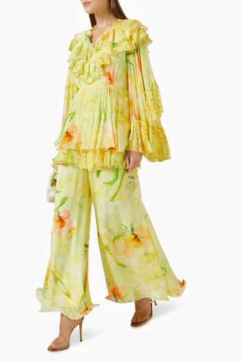 Flared Frill Jumpsuit in Chiffon