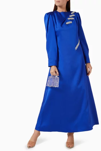 فستان أزورا طويل مزين بتطريزات