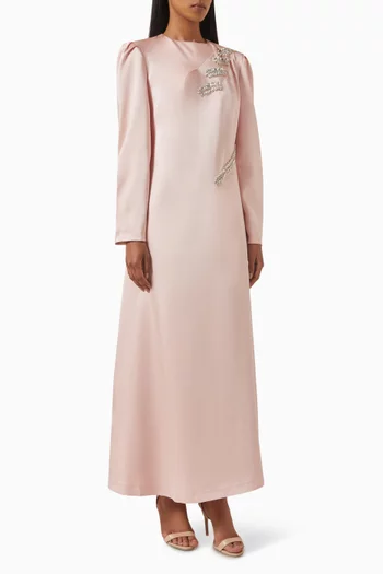 فستان أزورا طويل مزين بتطريزات