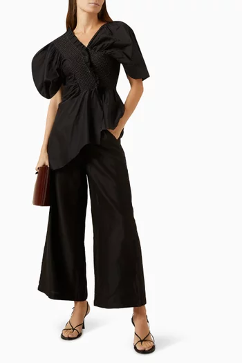 Ruffle Peplum Top in Chanderi Silk