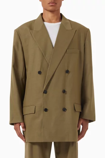 George Oversized Double-breasted Jacket in Wool-blend