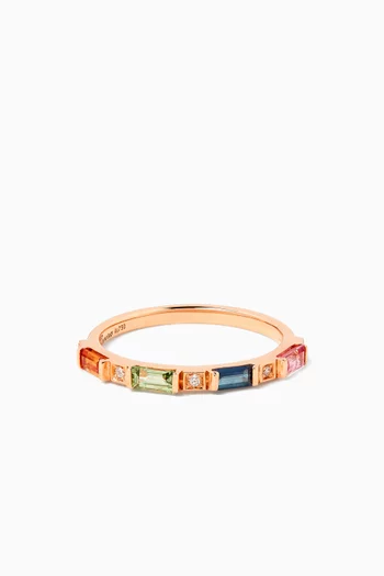 Noor Baguette Sapphire Ring in 18kt Rose Gold
