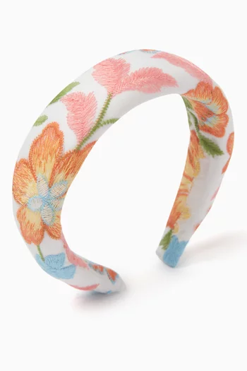 Piper Floral-embroidered Headband in Cotton