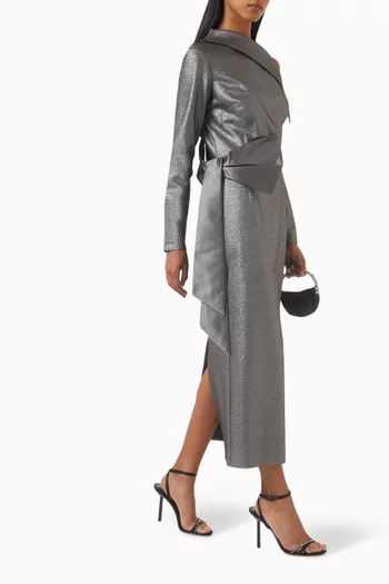 Bow Asymmetric Midi Dress