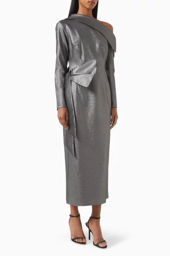 Bow Asymmetric Midi Dress