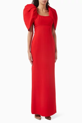 Puff-sleeve Gown in Crepe