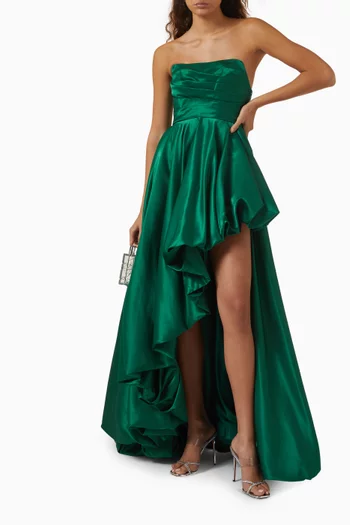 Ruched High-low Gown in Satin