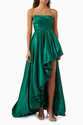 Ruched High-low Gown in Satin