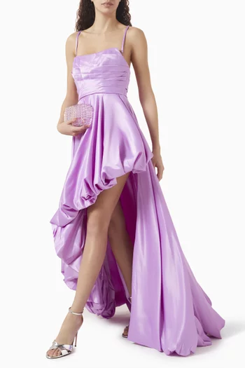 Ruched High-low Gown in Satin