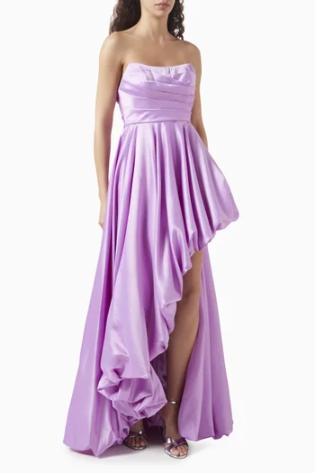 Ruched High-low Gown in Satin