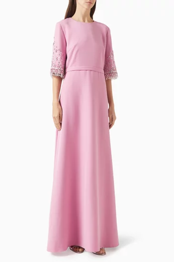 Bead-embellished A-line Gown in Crepe